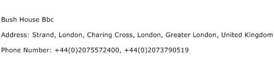 Bush House Bbc Address Contact Number