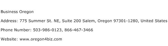 Business Oregon Address Contact Number