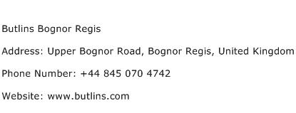 Butlins Bognor Regis Address Contact Number