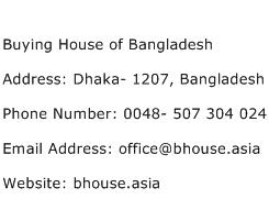 Buying House of Bangladesh Address Contact Number