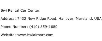 Bwi Rental Car Center Address Contact Number