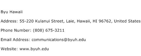 Byu Hawaii Address Contact Number