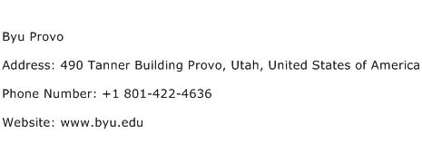 Byu Provo Address Contact Number