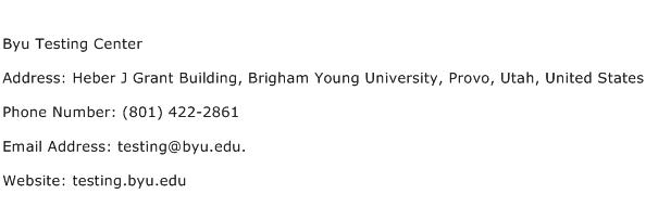 Byu Testing Center Address Contact Number