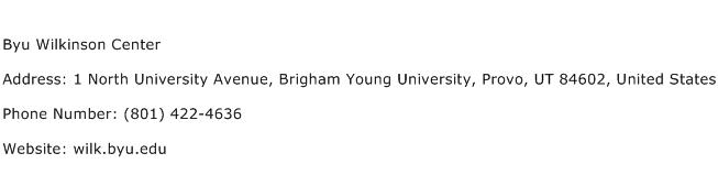Byu Wilkinson Center Address Contact Number