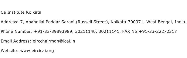 Ca Institute Kolkata Address Contact Number