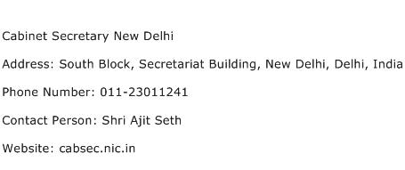 Cabinet Secretary New Delhi Address Contact Number