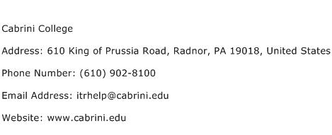 Cabrini College Address Contact Number