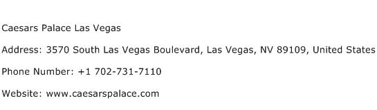 Caesars Palace Las Vegas Address Contact Number