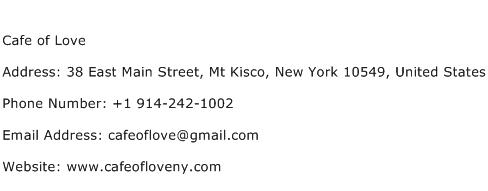 Cafe of Love Address Contact Number