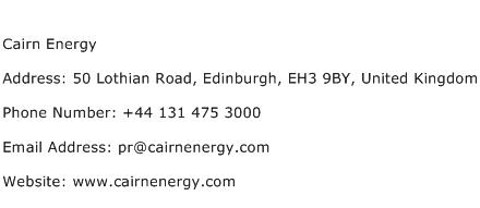 Cairn Energy Address Contact Number