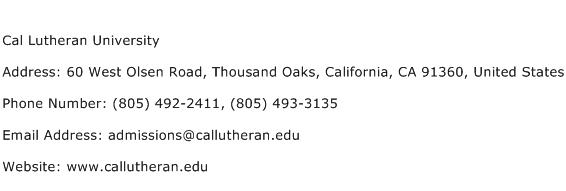 Cal Lutheran University Address Contact Number