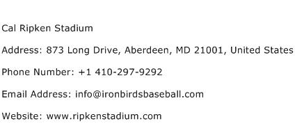 Cal Ripken Stadium Address Contact Number