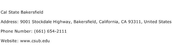 Cal State Bakersfield Address Contact Number