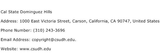 Cal State Dominguez Hills Address Contact Number