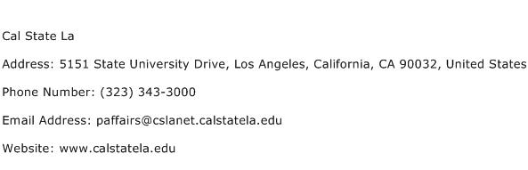 Cal State La Address Contact Number