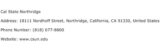 Cal State Northridge Address Contact Number