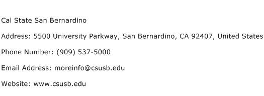 Cal State San Bernardino Address Contact Number
