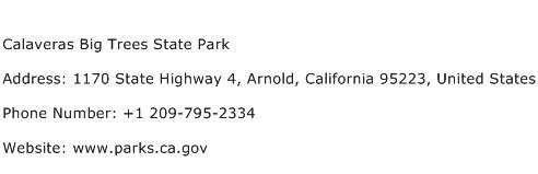 Calaveras Big Trees State Park Address Contact Number