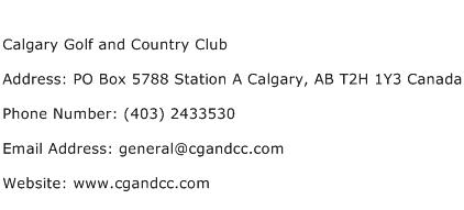 Calgary Golf and Country Club Address Contact Number