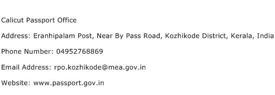 Calicut Passport Office Address Contact Number