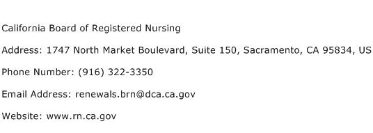 California Board of Registered Nursing Address Contact Number