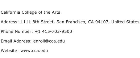 California College of the Arts Address Contact Number
