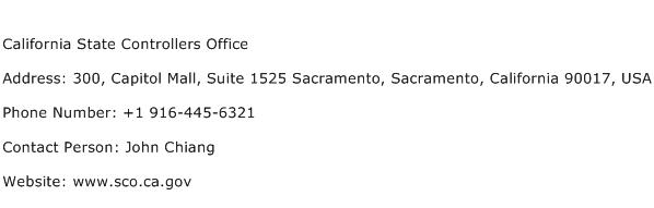 California State Controllers Office Address Contact Number