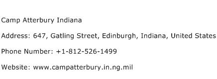 Camp Atterbury Indiana Address Contact Number