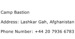 Camp Bastion Address Contact Number