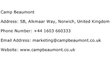 Camp Beaumont Address Contact Number