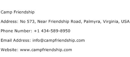 Camp Friendship Address Contact Number