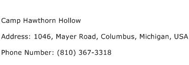 Camp Hawthorn Hollow Address Contact Number