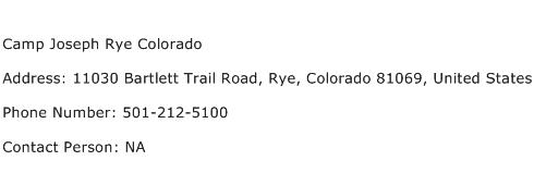 Camp Joseph Rye Colorado Address Contact Number