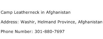 Camp Leatherneck in Afghanistan Address Contact Number