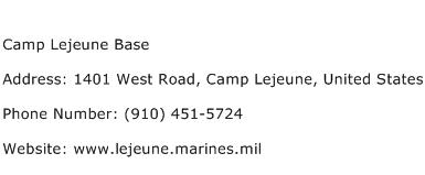 Camp Lejeune Base Address Contact Number