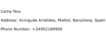 Camp Nou Address Contact Number
