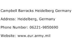 Campbell Barracks Heidelberg Germany Address Contact Number