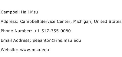 Campbell Hall Msu Address Contact Number