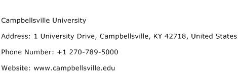Campbellsville University Address Contact Number
