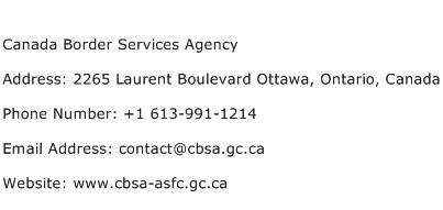Canada Border Services Agency Address Contact Number