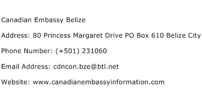 Canadian Embassy Belize Address Contact Number