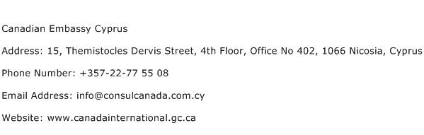 Canadian Embassy Cyprus Address Contact Number