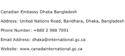 Canadian Embassy Dhaka Bangladesh Address Contact Number