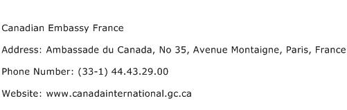 Canadian Embassy France Address Contact Number