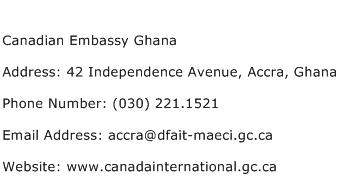Canadian Embassy Ghana Address Contact Number