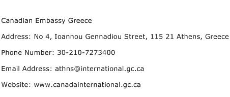 Canadian Embassy Greece Address Contact Number