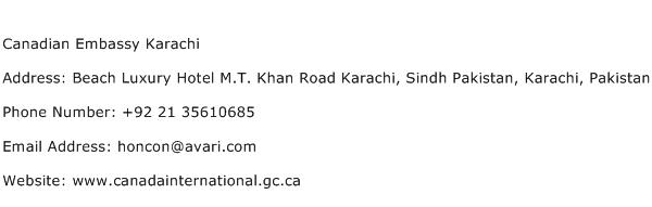 Canadian Embassy Karachi Address Contact Number