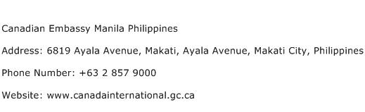 Canadian Embassy Manila Philippines Address Contact Number