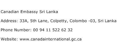 Canadian Embassy Sri Lanka Address Contact Number